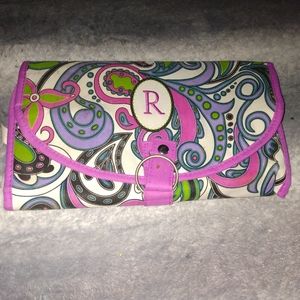 Mod Paisley "R" Makeup or Jewelry foldable Organizer bag